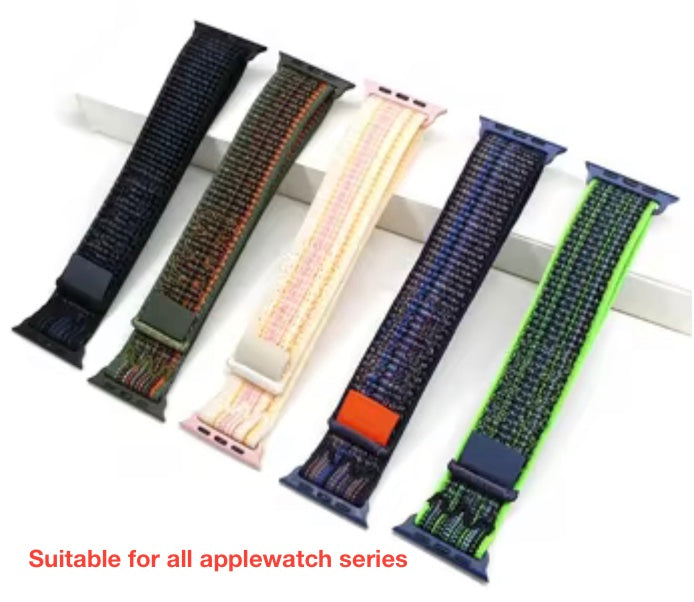 velvooband Nylon Sportloop Armband mit Lasche für Apple Watch verschiedene Farben