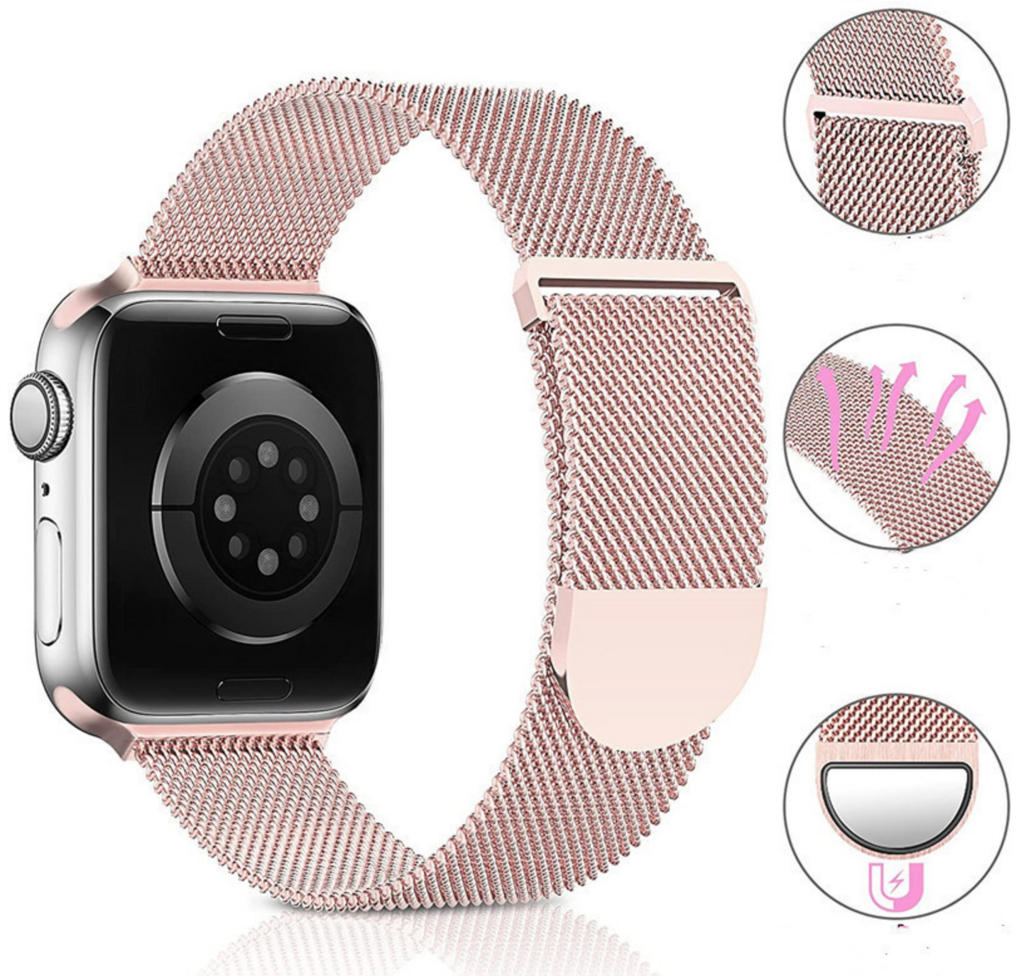 velvooband Hochwertiges Milanaise Edelstahlarmband für Apple Watch