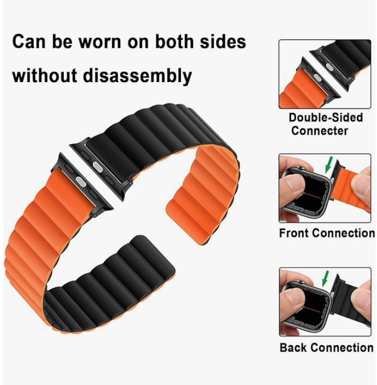 velvooband Doppelseitiges Magnetisches Weiches Silikonarmband für Apple Watch verschiedene Farben