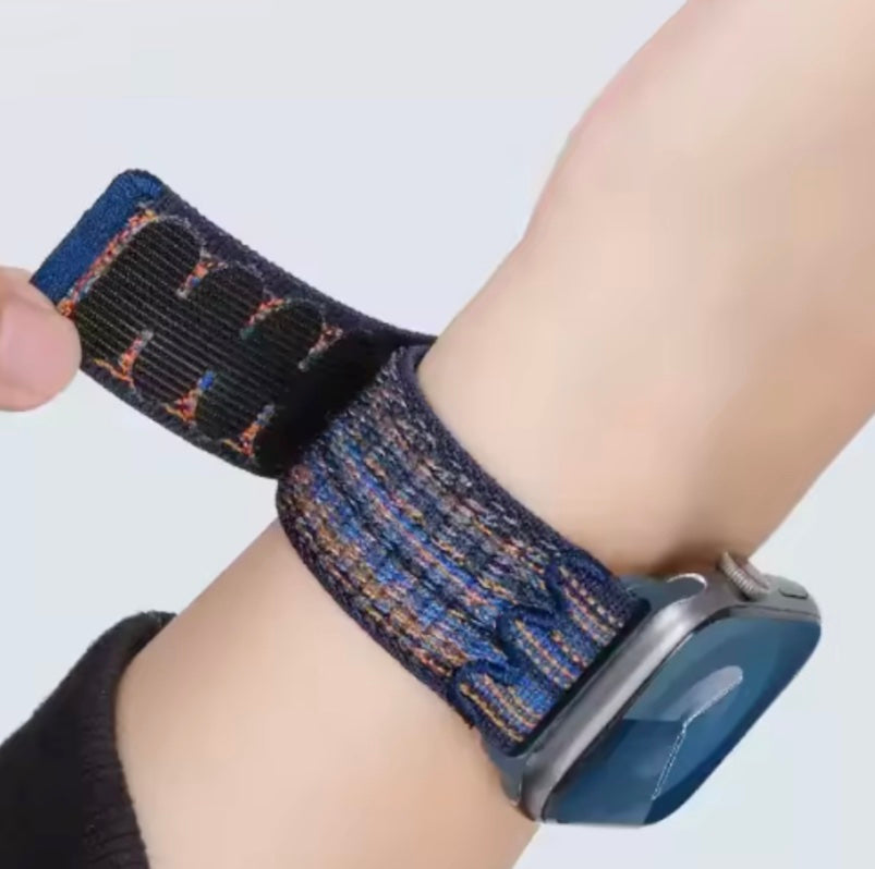 velvooband Nylon Sportloop Armband mit Lasche für Apple Watch verschiedene Farben