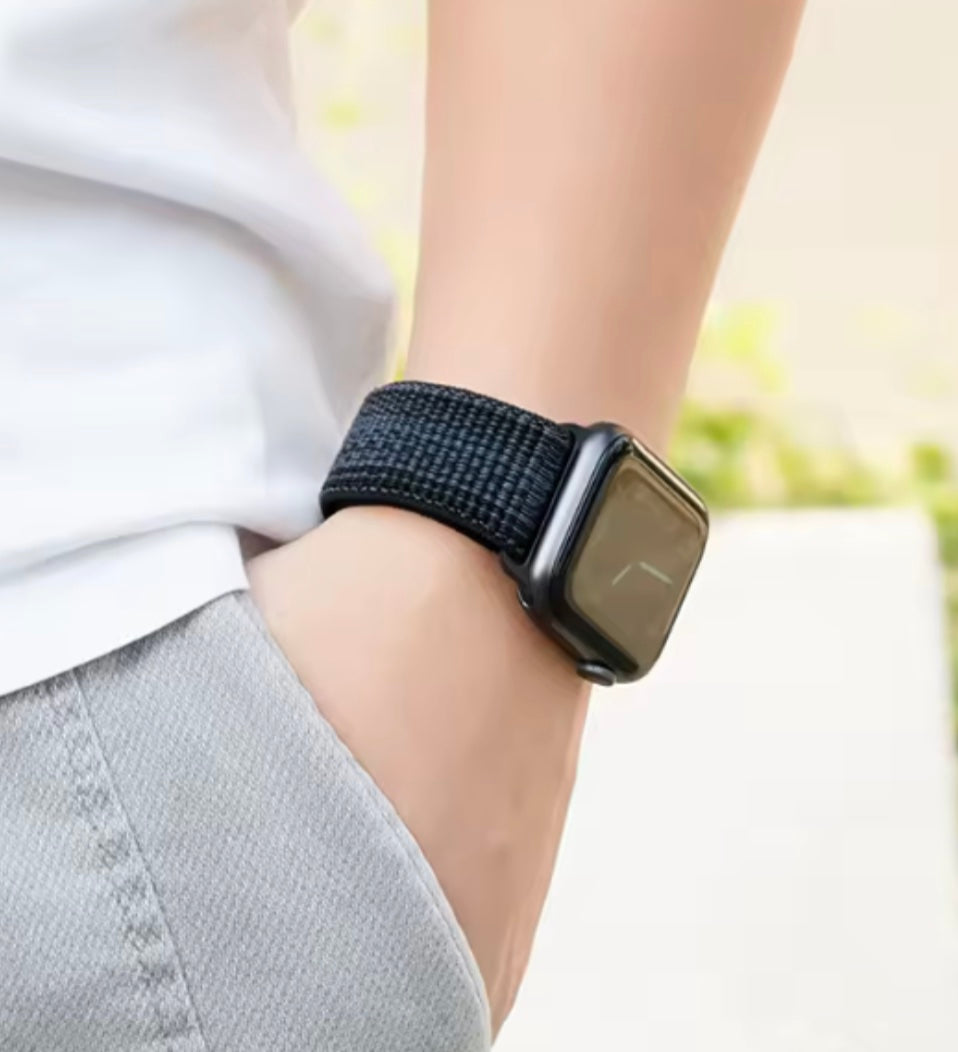 velvooband Nylon Sportloop Armband mit Lasche für Apple Watch verschiedene Farben