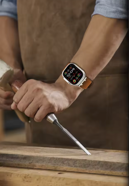 Velvoo Modern Leather Strap, Echtlederband für Apple Watch 42/44/45/49mm | mit schwarzem