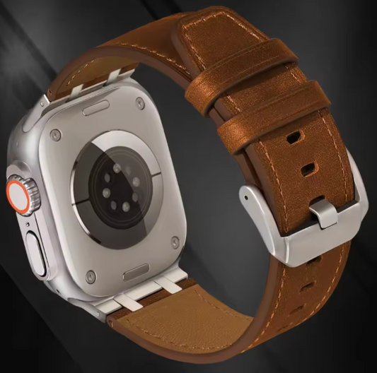 Velvoo Modern Leather Strap, Echtlederband für Apple Watch 42/44/45/49mm | mit schwarzem