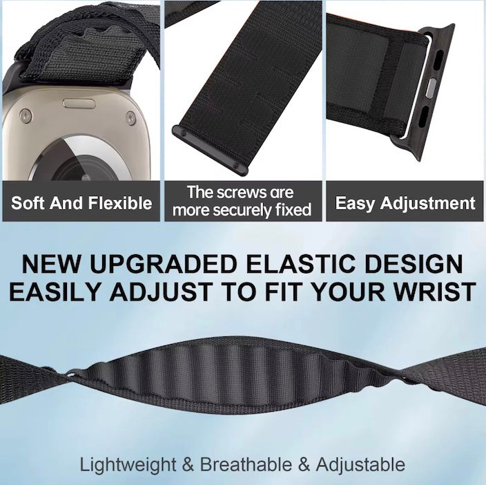 velvoo weiches Nylonarmband mit Klettverschluss für Apple Watch verschieden Farben